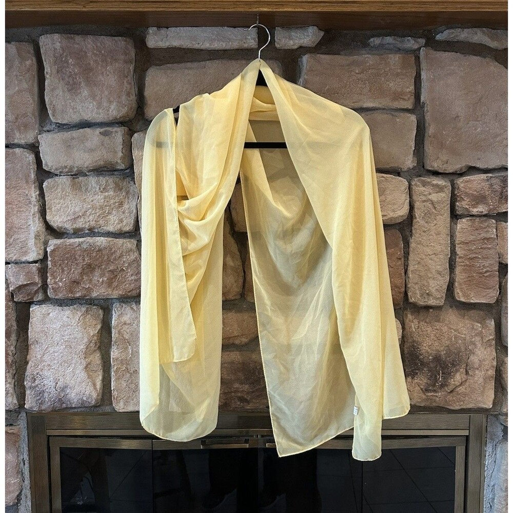 Y2K Style Chiffon Pastel Yellow Sheer Scarf Wrap Shawl Polyester Boho Festival
